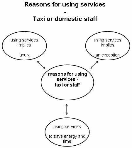 Reasons for using services - Taxi or domestic staff described above