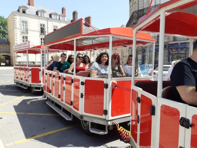 On the little train at Place Saint Pierre before the tour of Nantes
