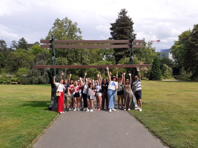 In the Jardin des Plantes with a giant bench