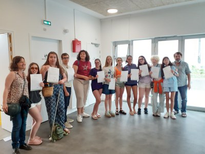 Students teaching their diploma with French teachers
