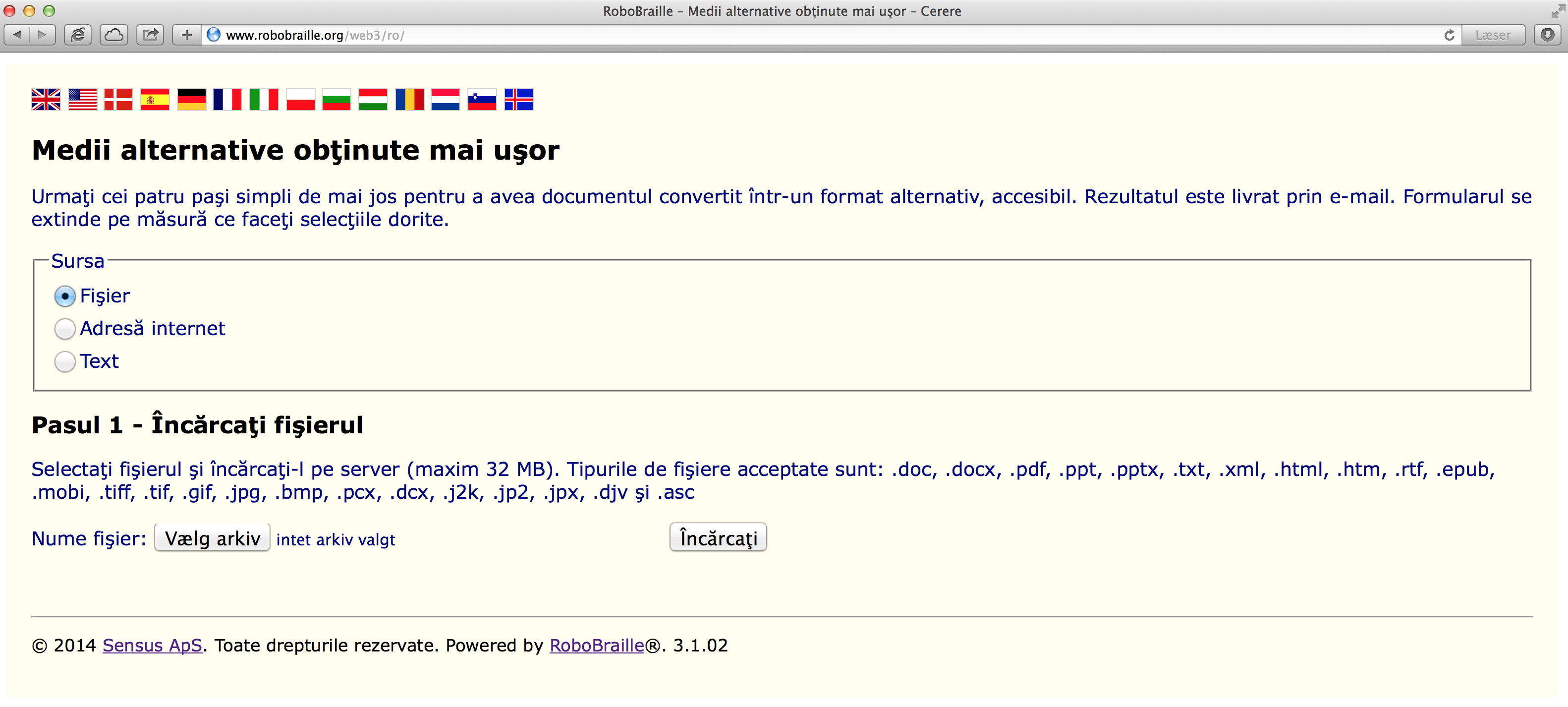 The Romanian web-interface to RoboBraille